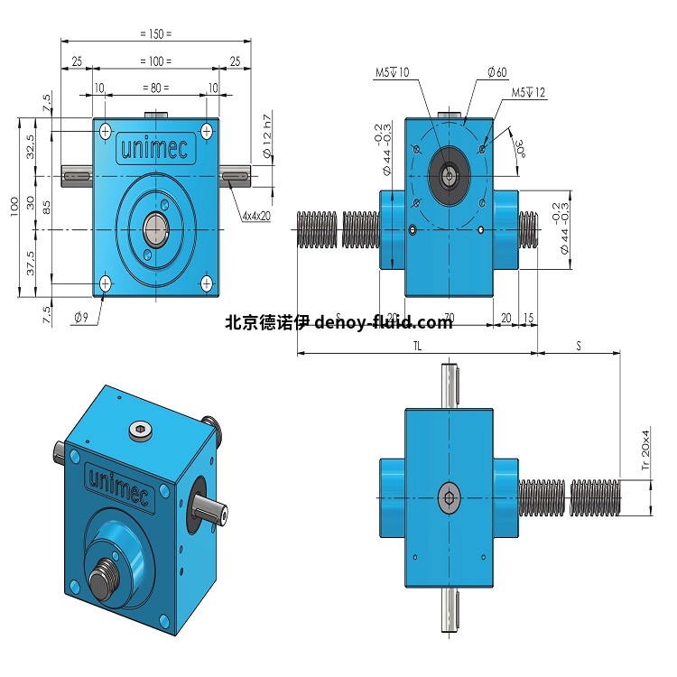 unimec 204不锈钢梯形螺旋千斤顶